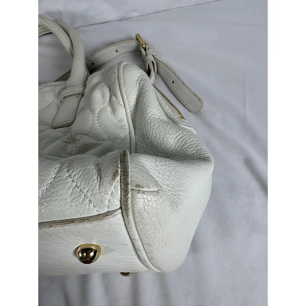 Vera Bradley Satchel Bag‎ Womens Medium Quilted Leather Crossbody Cream Classic